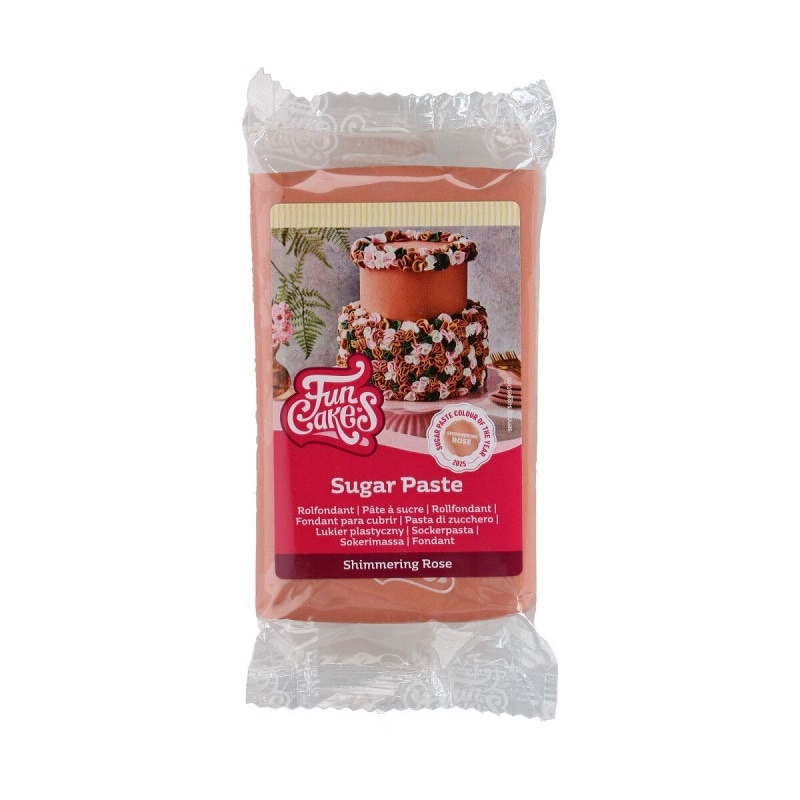 FunCakes - Sukkerpasta Glitrende Rosegull 250 gram