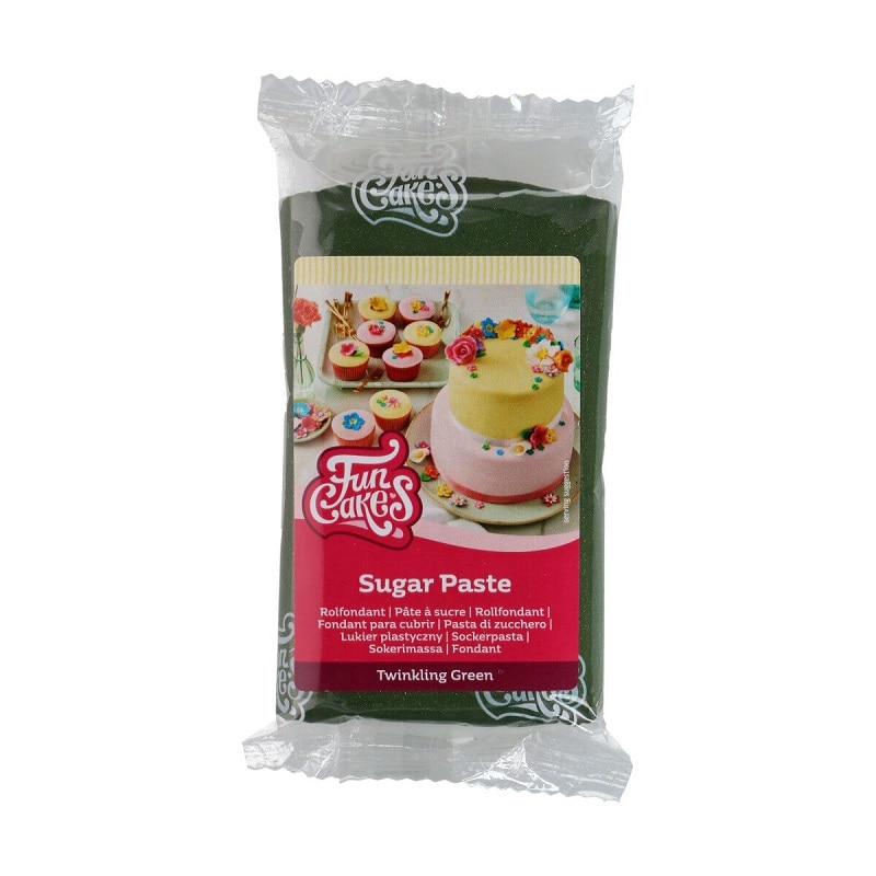 FunCakes - Sukkerpasta Glitrende Mørkegrønn 250 gram
