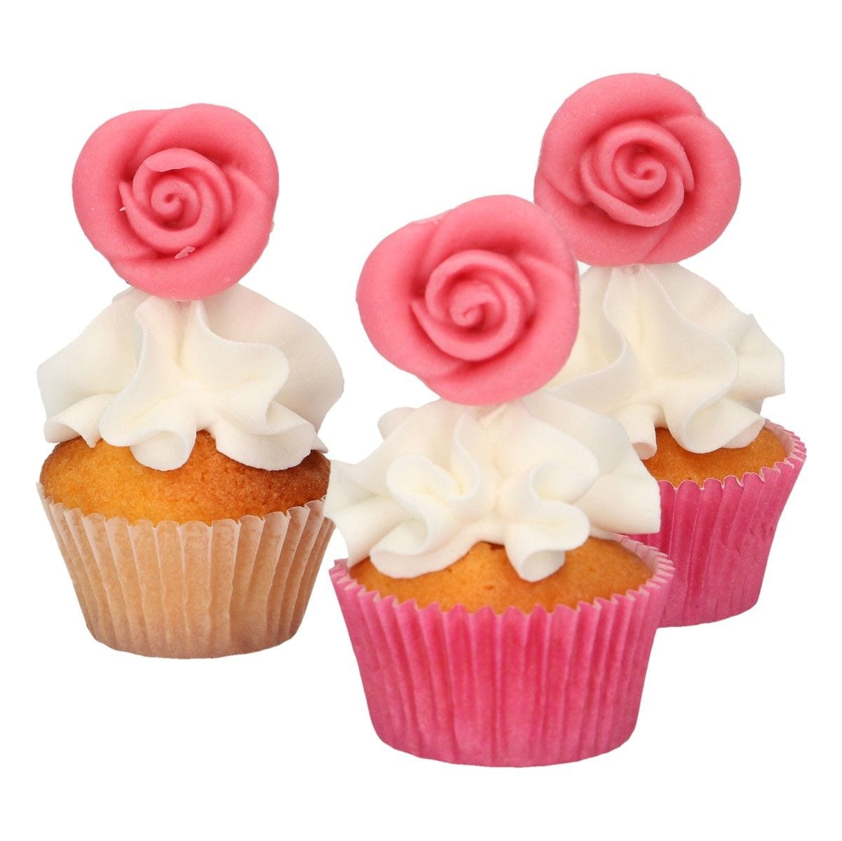 FunCakes Marsipan - Dekorasjon Rosa Roser 6-pakk