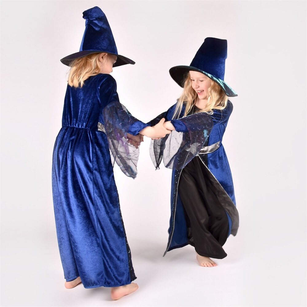 Blå Heks Kostyme Barn 5-6 år
