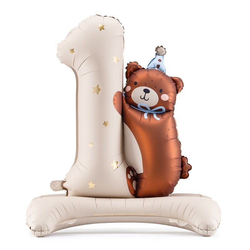 Teddy Bear - Folieballong 1-årsbursdag 81 cm