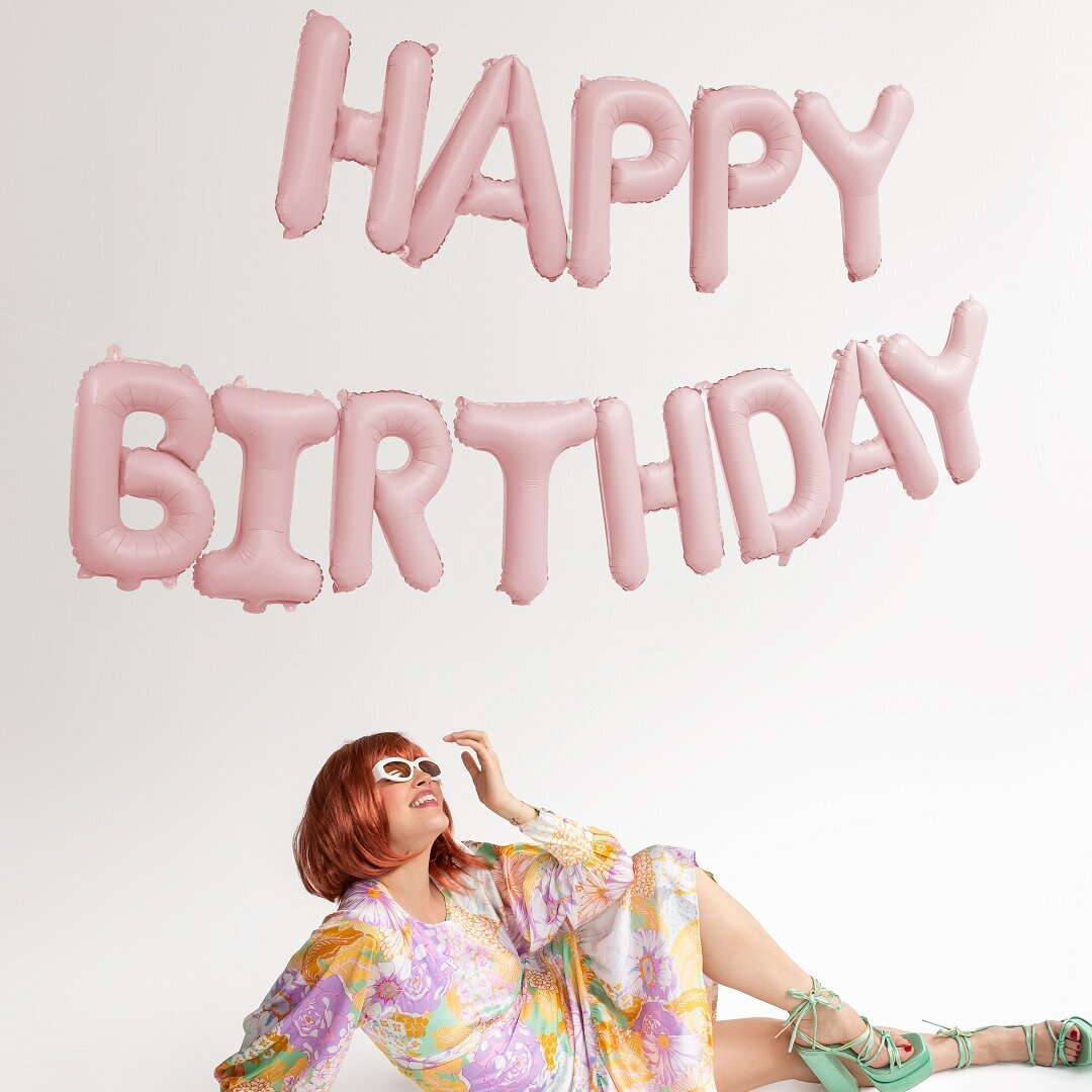 Ballonggirlander Happy Birthday Lyserosa 340 cm
