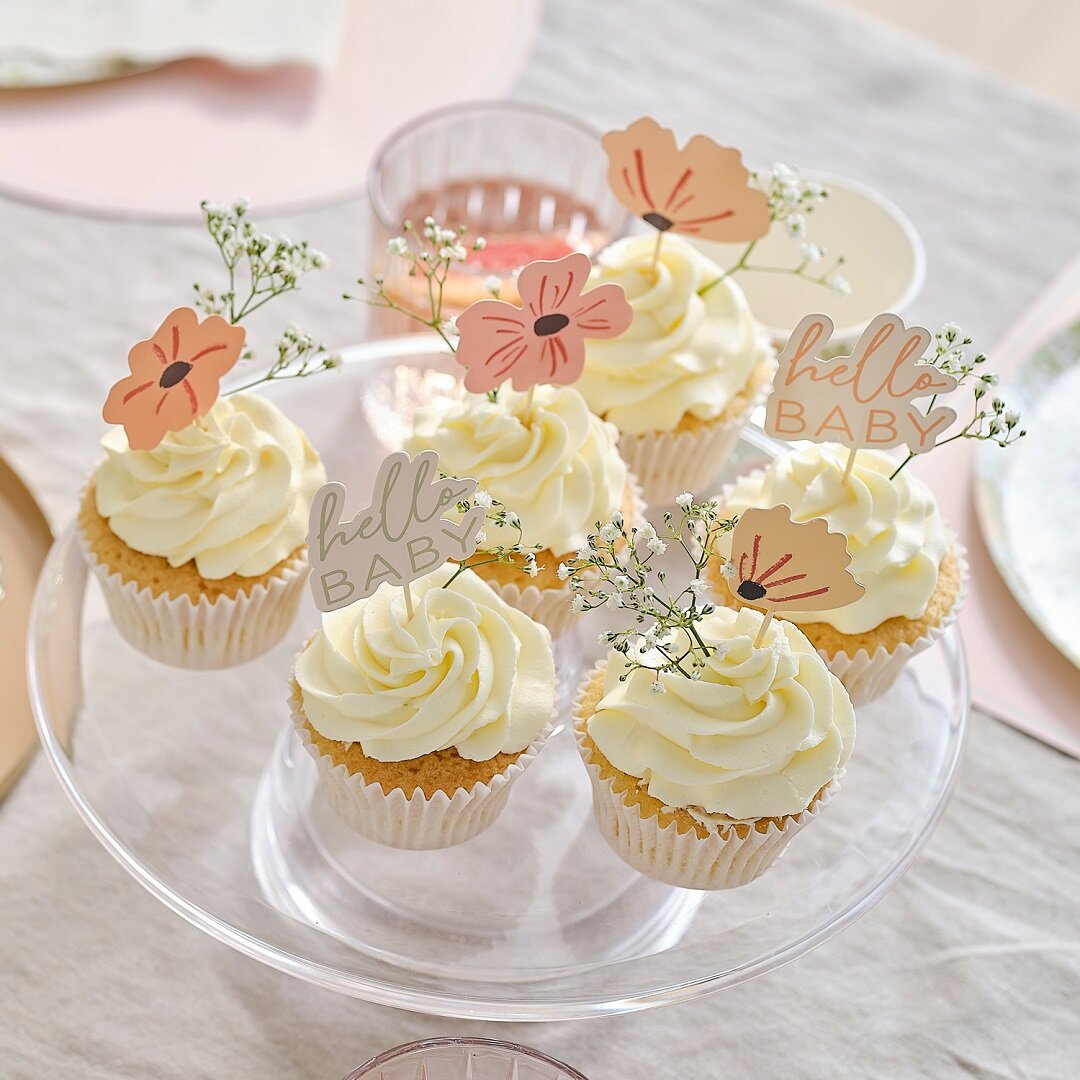 Floral Baby - Cupcake Toppers 12 stk.