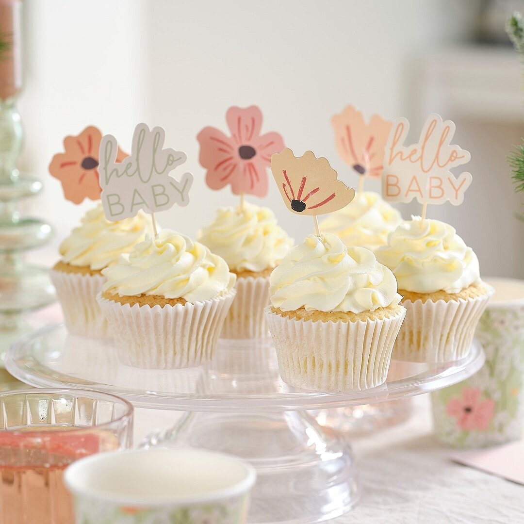 Floral Baby - Cupcake Toppers 12 stk.