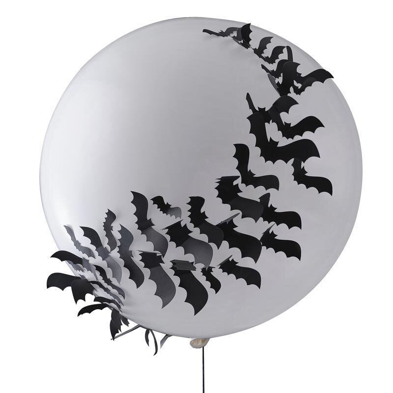 Fright Night - Stor hvit ballong med 3D flaggermus