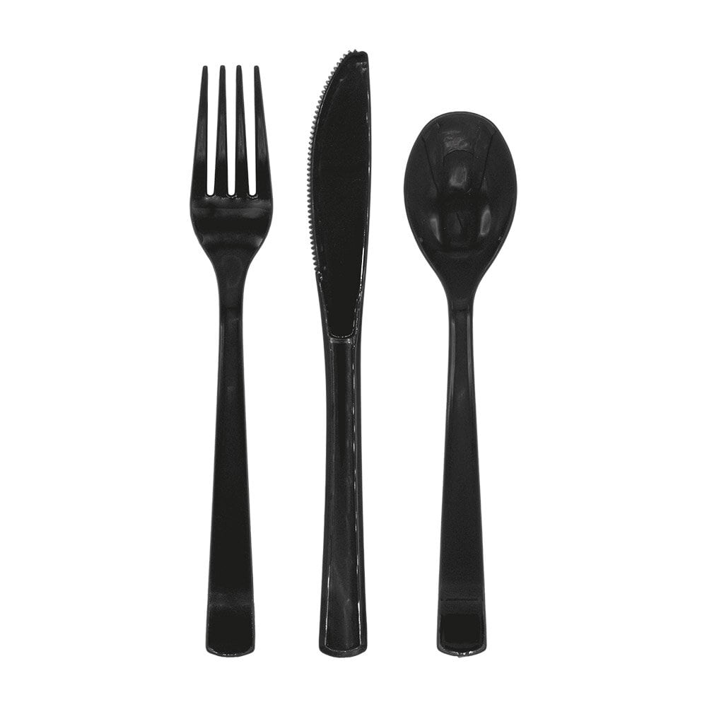 Plastbestikk Svarte 18 stk.