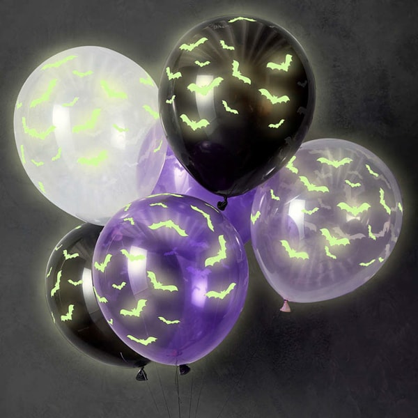 Ballonger Glow in the Dark med Bats 6 stk