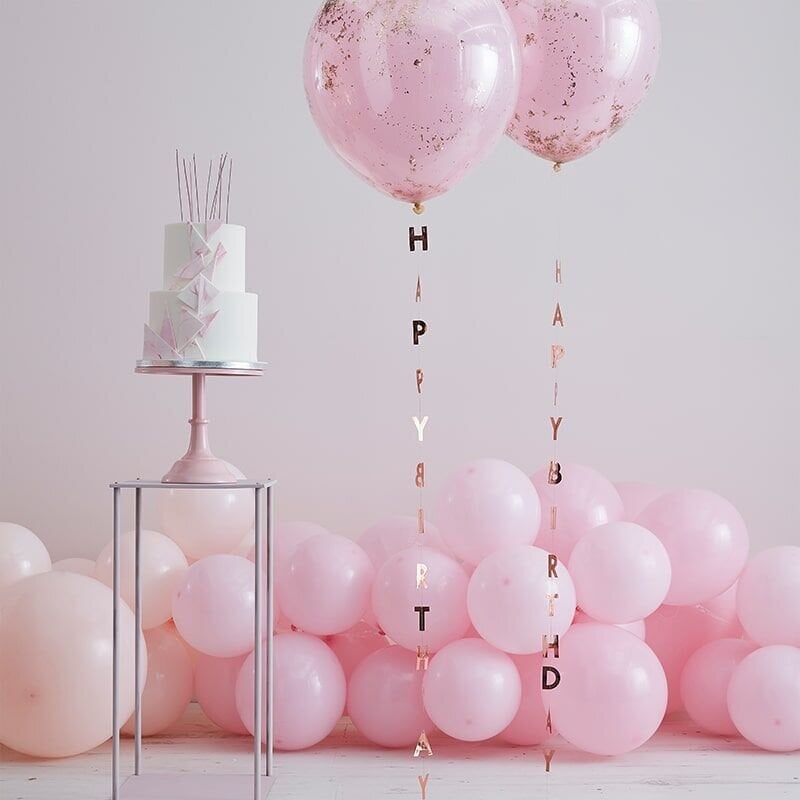 Ballongsvans Happy Birthday - Roségull