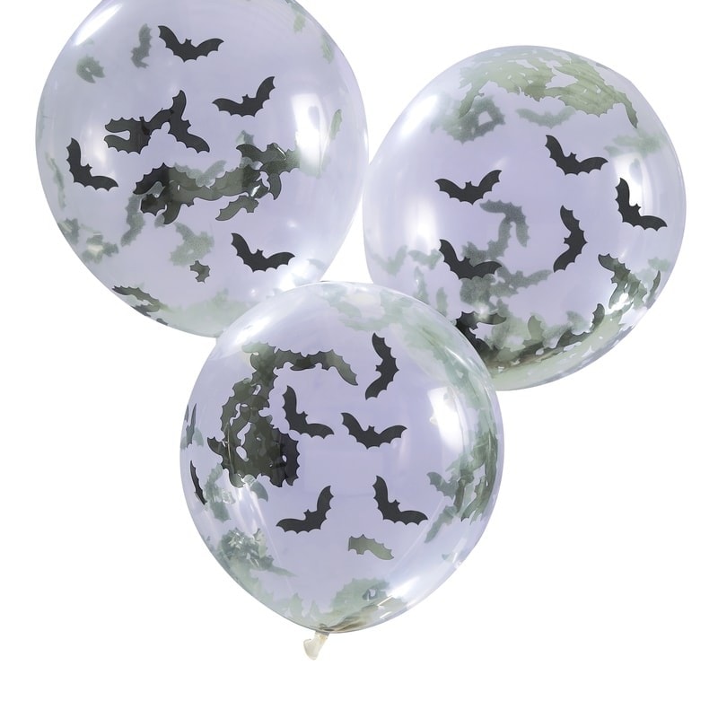 Ballonger med flaggermuskonfetti 5 stk.
