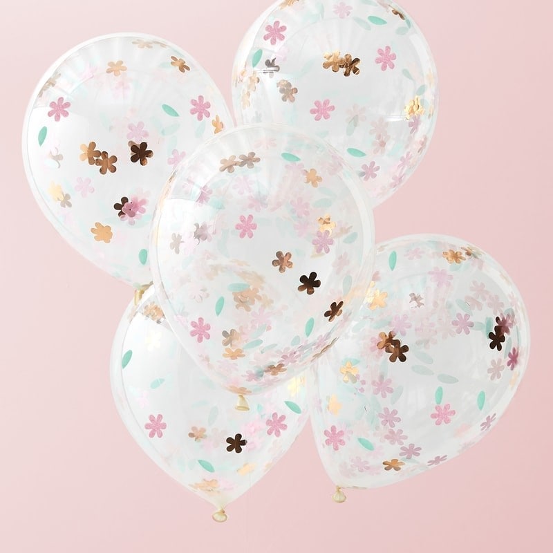 Ballonger med blomsterformet konfetti 5-pack