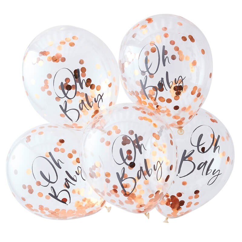 Oh Baby, Ballonger med roségullkonfetti 5-pack