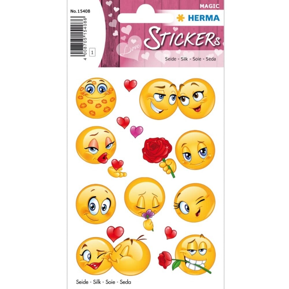 Klistremerker - Emoji kjærlighet 12 stk.