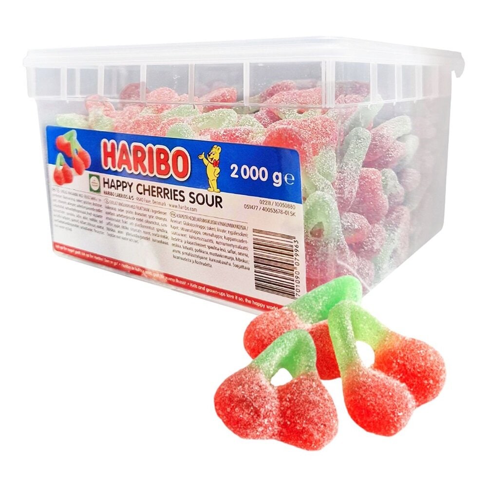 Haribo Happy Cherries Sure i Stor Pakke 2 kg