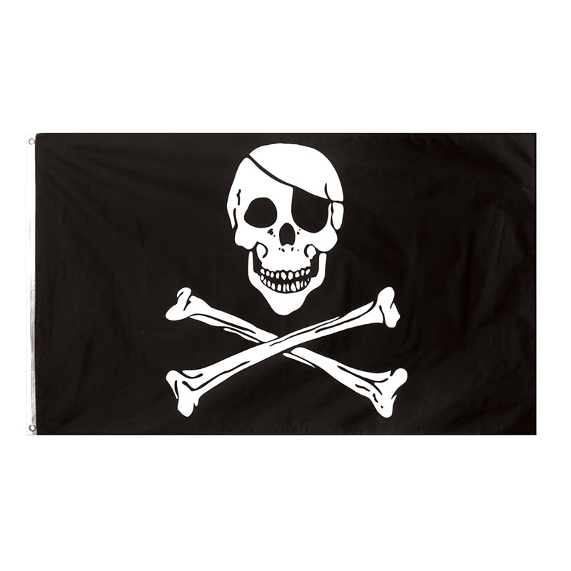 Piratflagg i tøy, Jolly Roger 90 x 150 cm