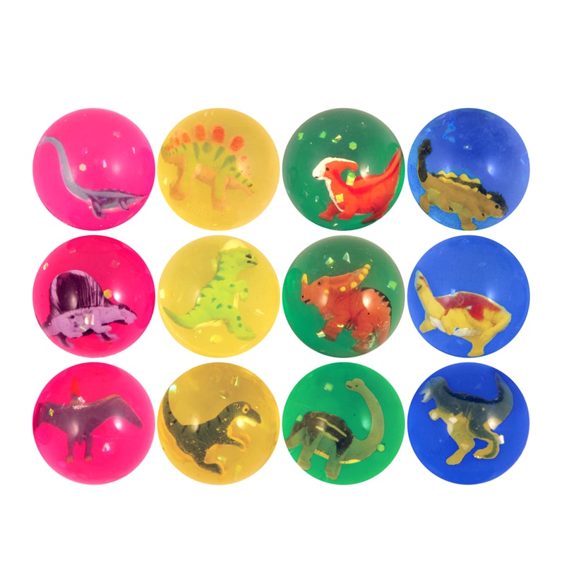 Sprettball med dinosaurer 4,3 cm (stykkevis)