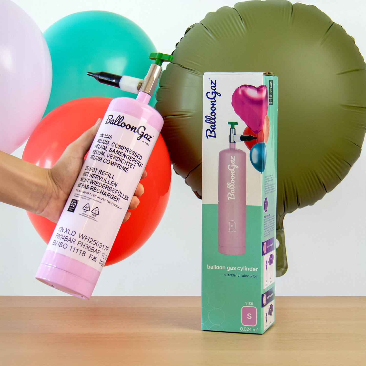 Heliumtank til 1 folieballong eller 3 latexballonger