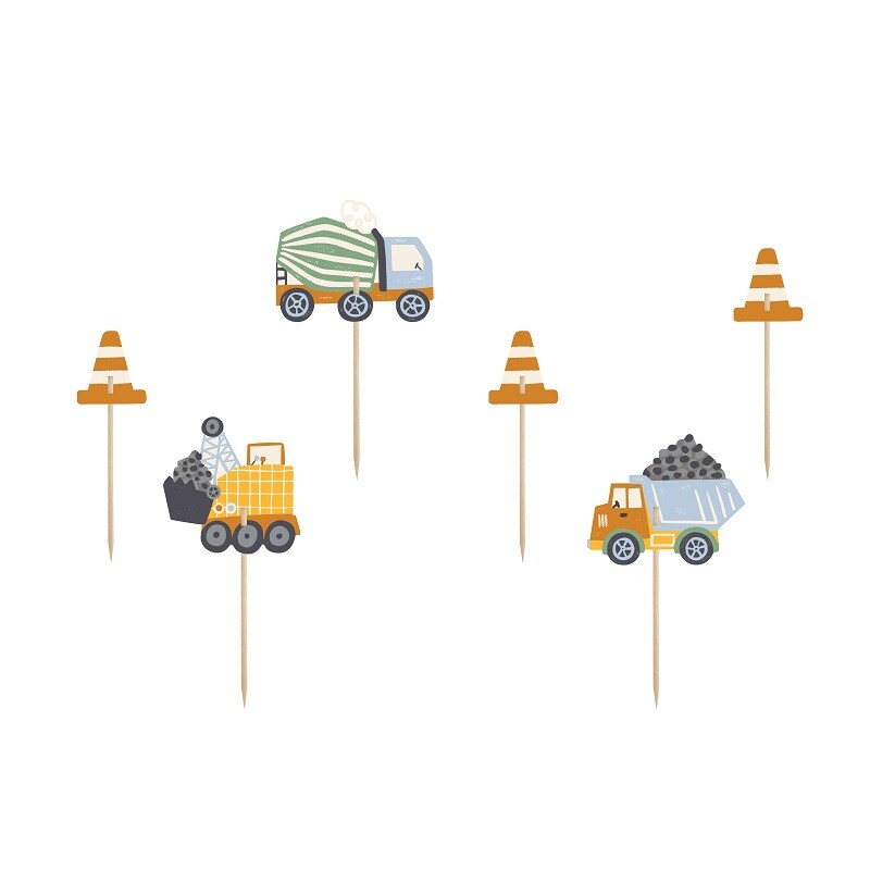Byggeplass - Cake Toppers 6 stk.