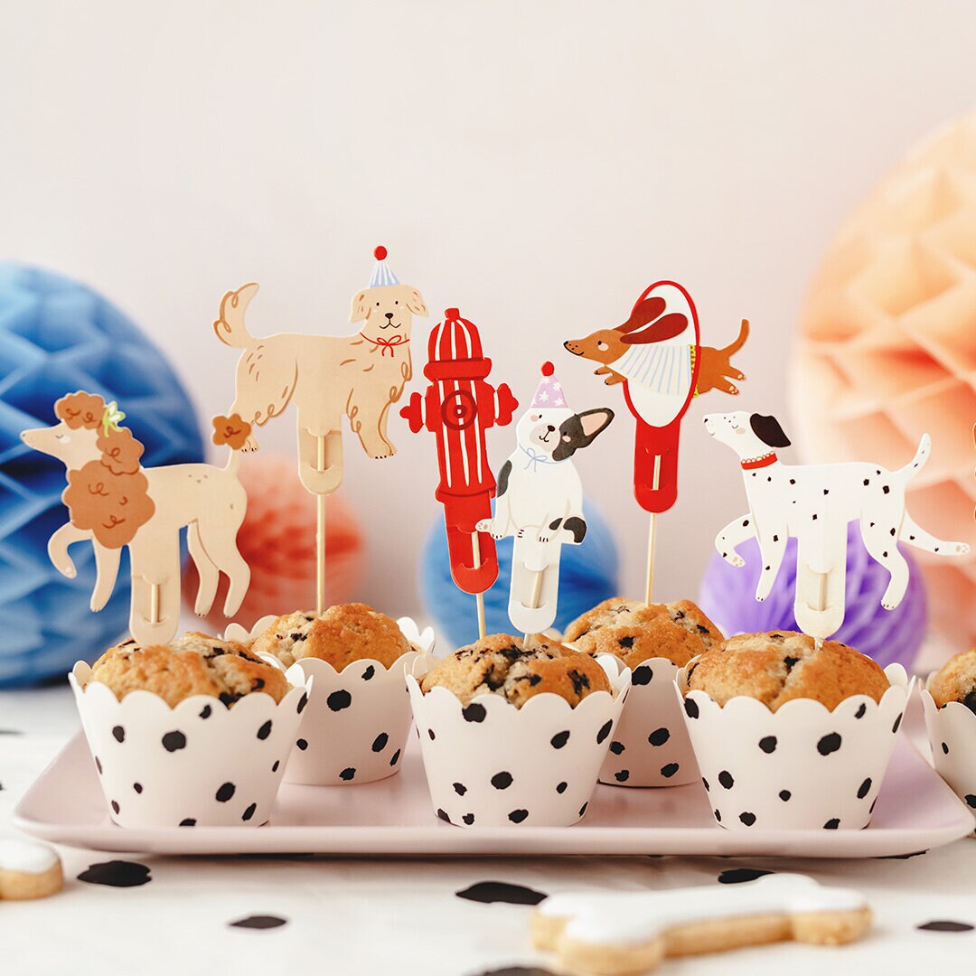 Cake Toppers - Søte hunder 7 stk.