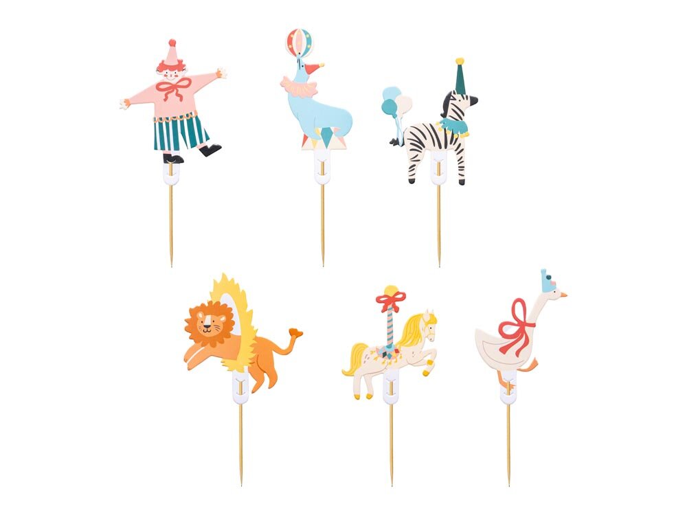 Sirkus Caketoppers 6 stk.