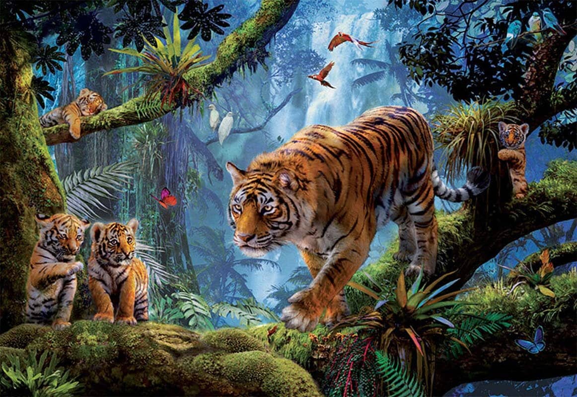 Educa Puslespill, Tigerfamilien blant Trærne 1000 brikker