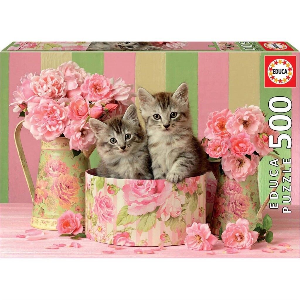 Educa Puslespill, Kittens with Roses 500 brikker