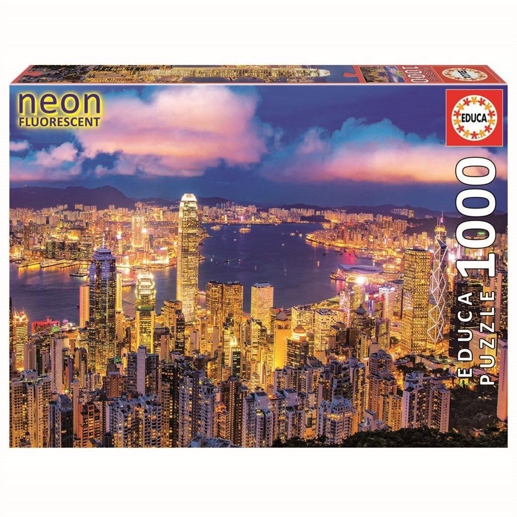 Educa Puslespill, Hong Kong Skyline Neon 1000 brikker