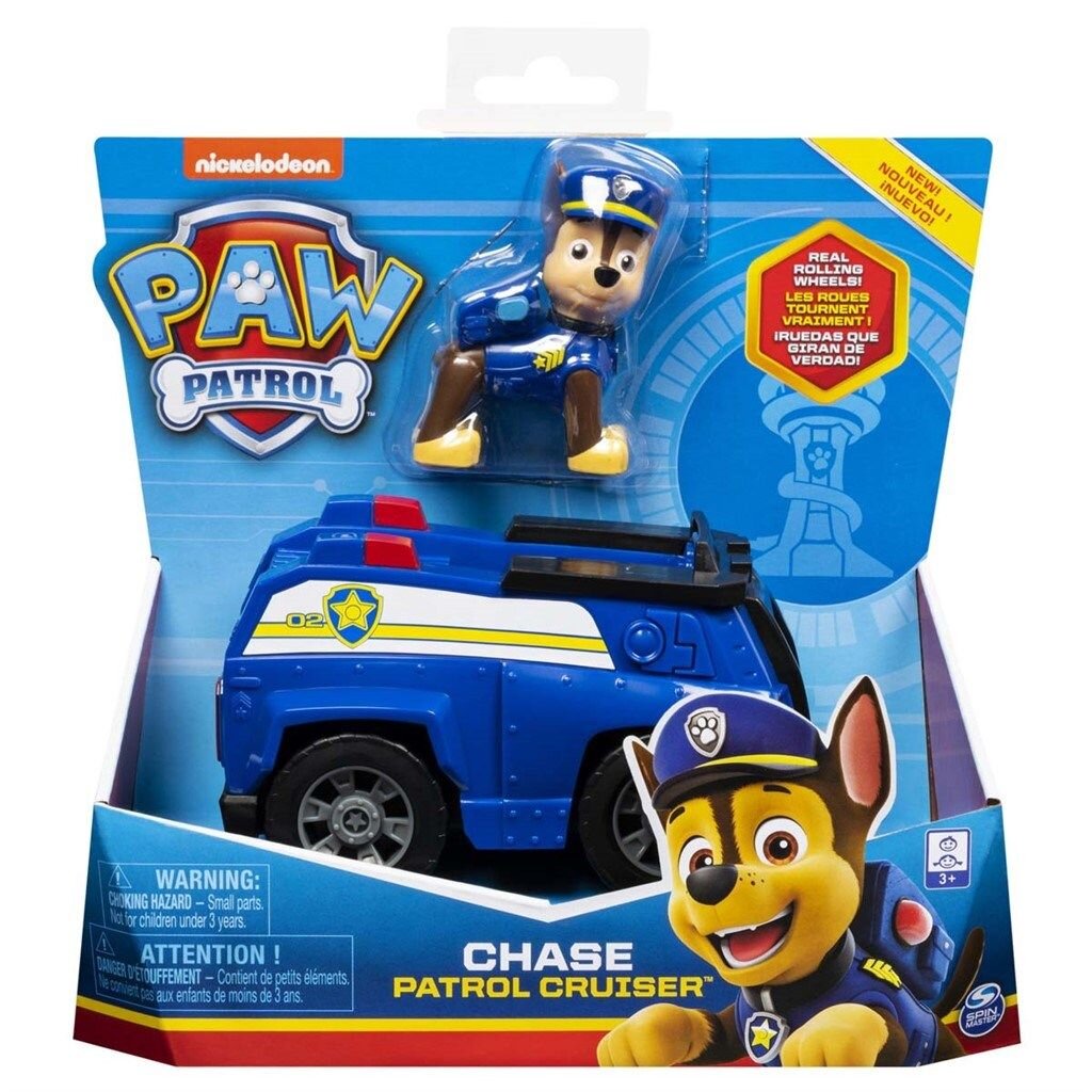 Paw Patrol, Actionfigur Chase med Politibil