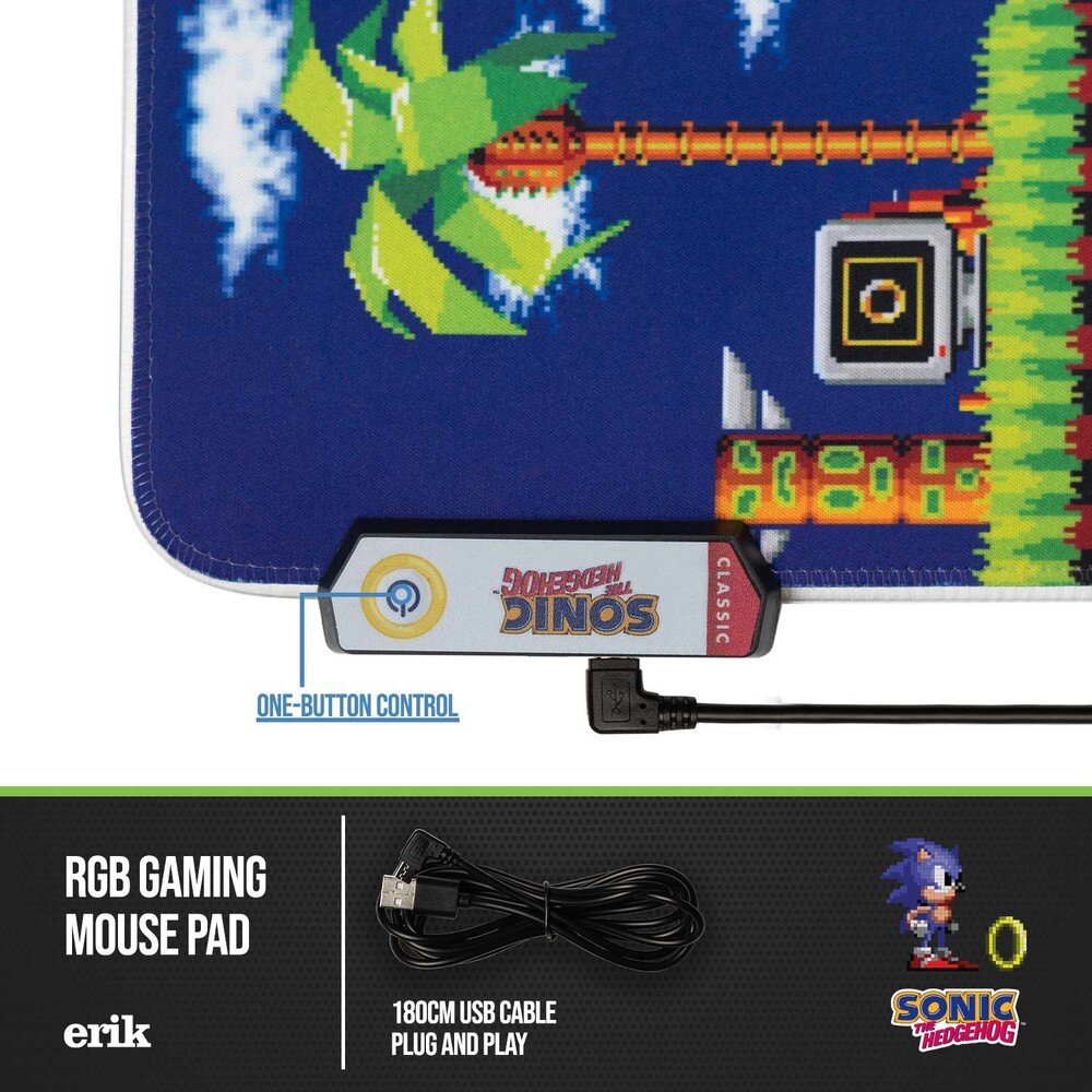 Sonic the Hedgehog - Skrivebordsmatte med LED-lys 40 x 90 cm