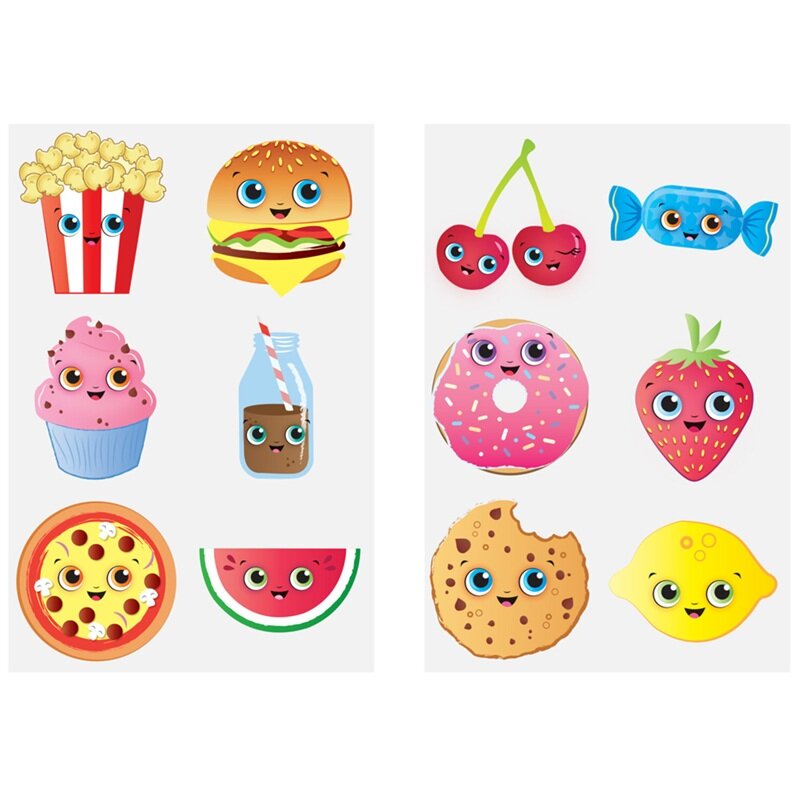 Tatoveringer Kawaii Frukter & Bakverk 6 stk.