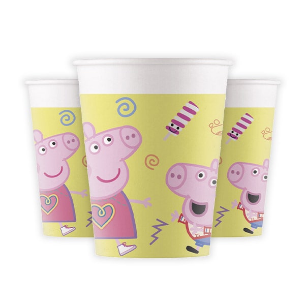 Peppa Gris - Pappkopper 8 stk.