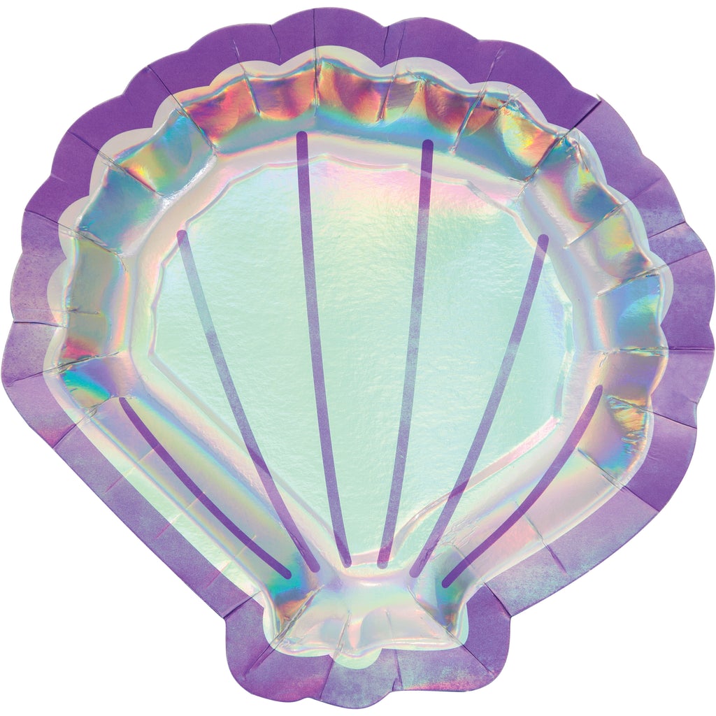 Mermaid Shine - Skjellformede iriserende tallerkener 8 stk.