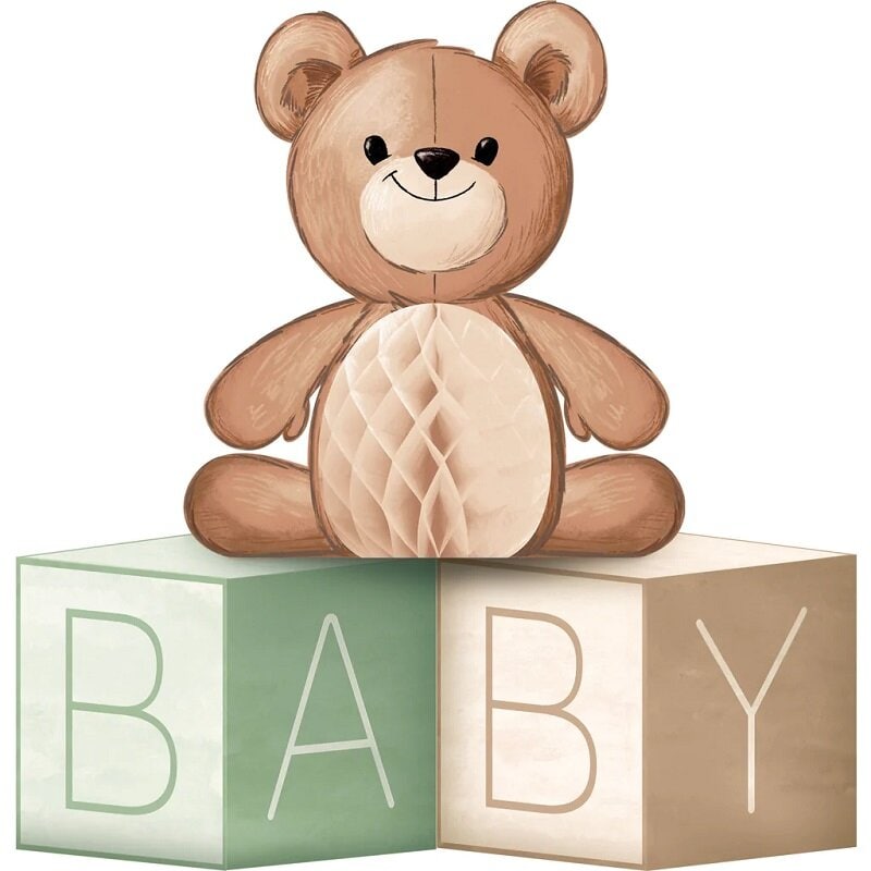 Teddybjørn Babyshower - Borddekorasjon i papp 