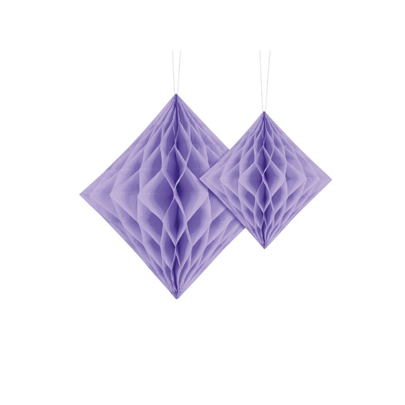 Lilla diamantformet dekorasjon i honeycomb 20-30 cm