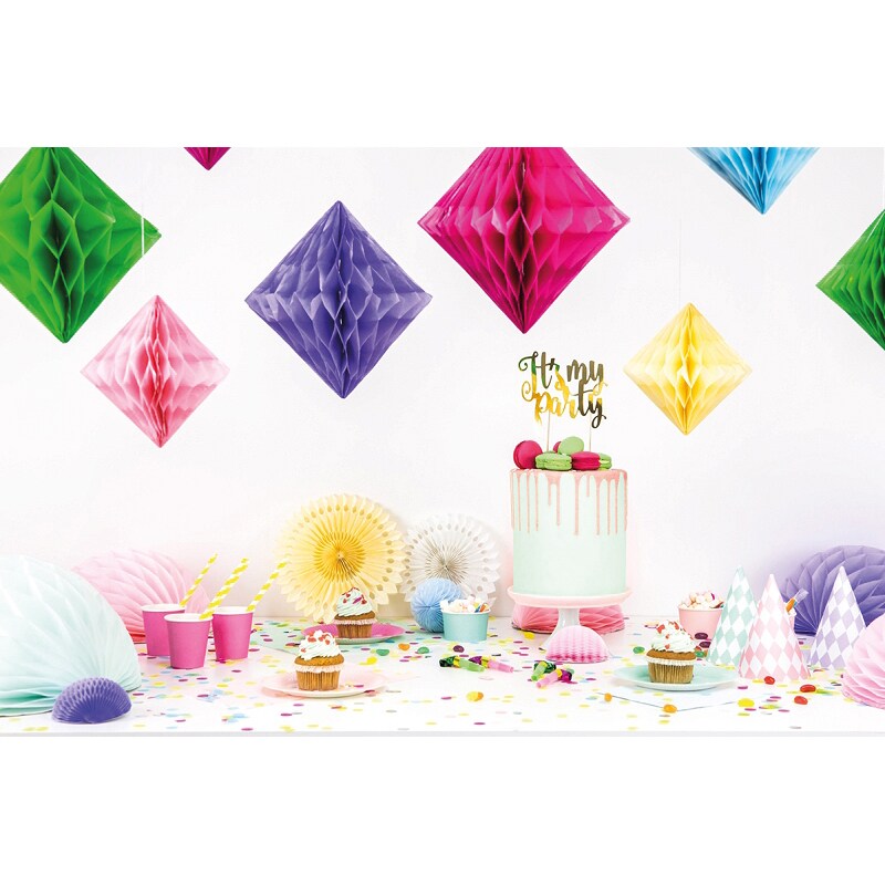 Lilla diamantformet dekorasjon i honeycomb 20-30 cm