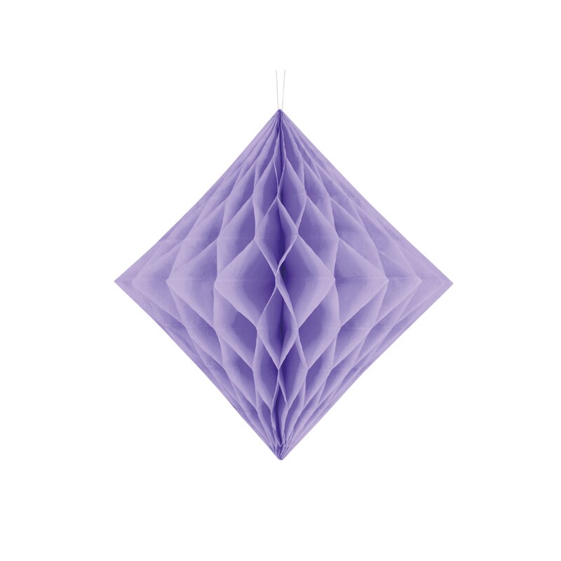 Lilla diamantformet dekorasjon i honeycomb 20-30 cm