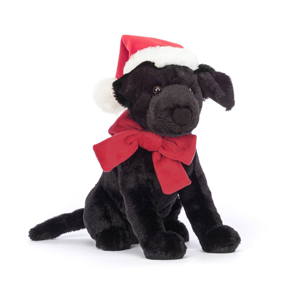 Jellycat - Svart Labrador med nisselue 22 cm