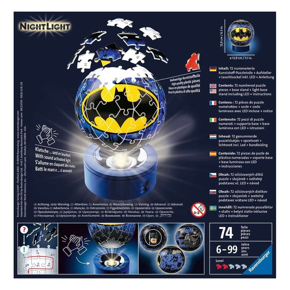 Ravensburger 3D Puslespill, Batman with Night Light 72 brikker