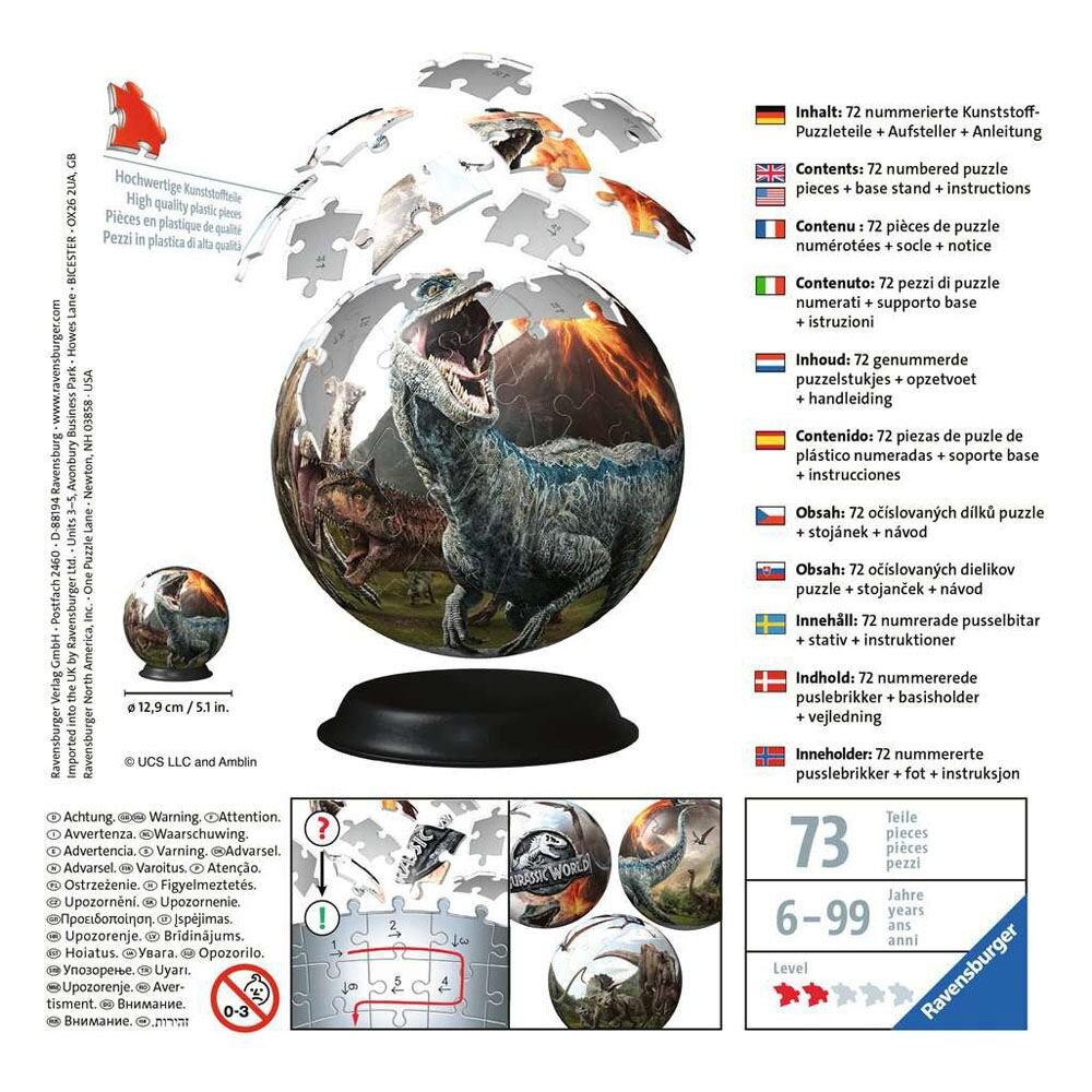 Ravensburger 3D Puslespill, Jurassic World 72 brikker