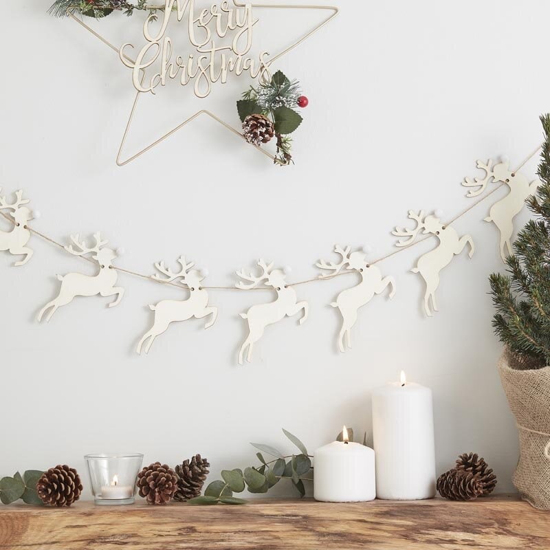 Juledekorasjon - Girlander med reinsdyr i tre 150 cm