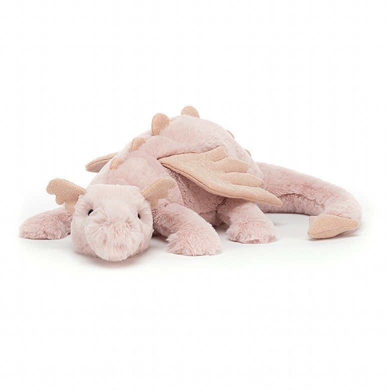 Jellycat - Liggende rosa drage 50 cm