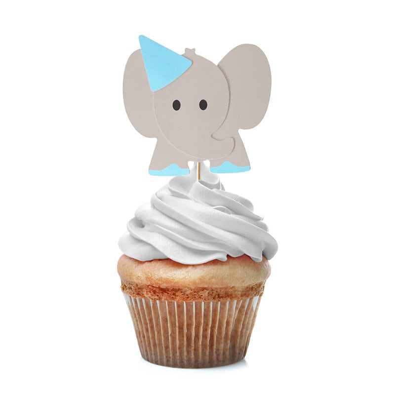 Cake Toppers - Blå elefanter, 10 stk.