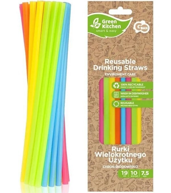 Plastsugerør Regnbuefargede 10 stk