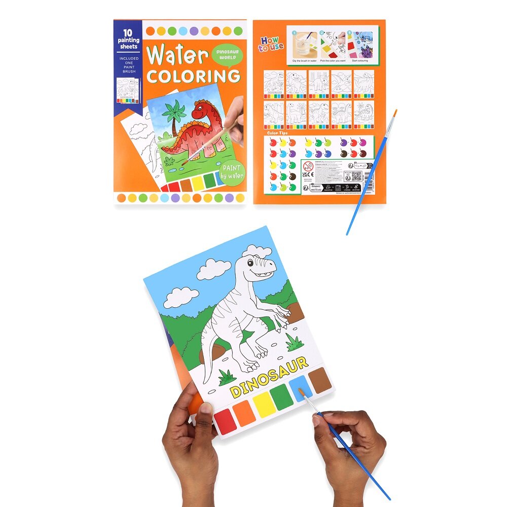 Dinosaur malebok med vannfarger