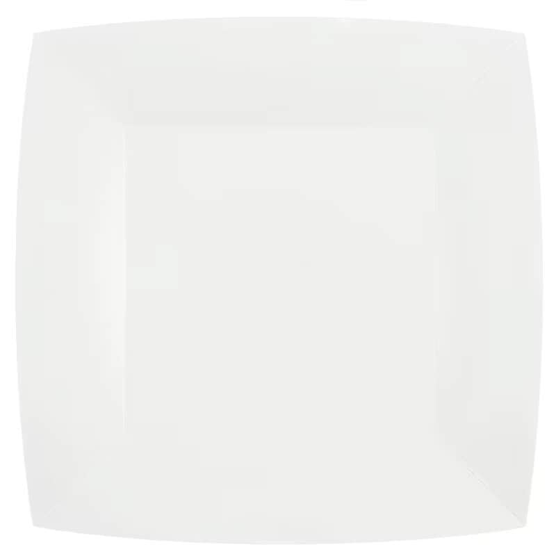 Papptallerkener Firkantede 23 cm - Hvite 10 stk.