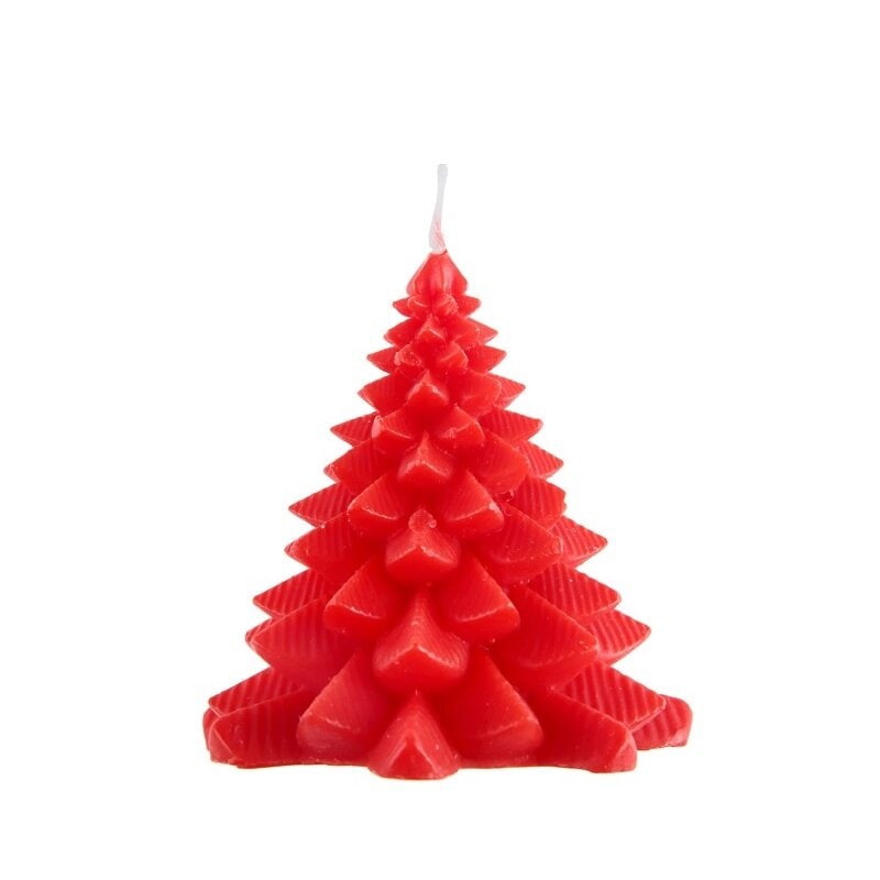 Stearinlys Juletre Rødt 8 cm