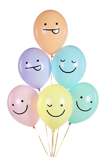 Ballonger Pastell, Smileyfaces 6-stk