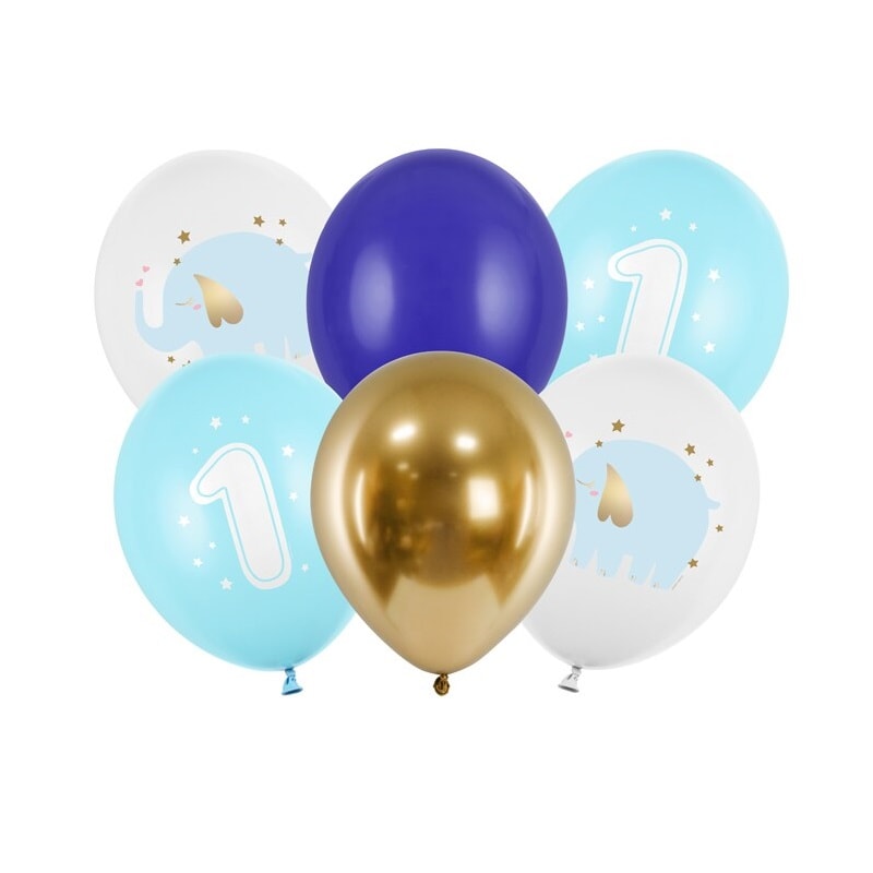 Ballongmix 1 år, Blå elefant 6-stk 