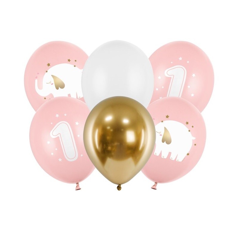 Ballongmix 1 år, Rosa elefant 6-stk