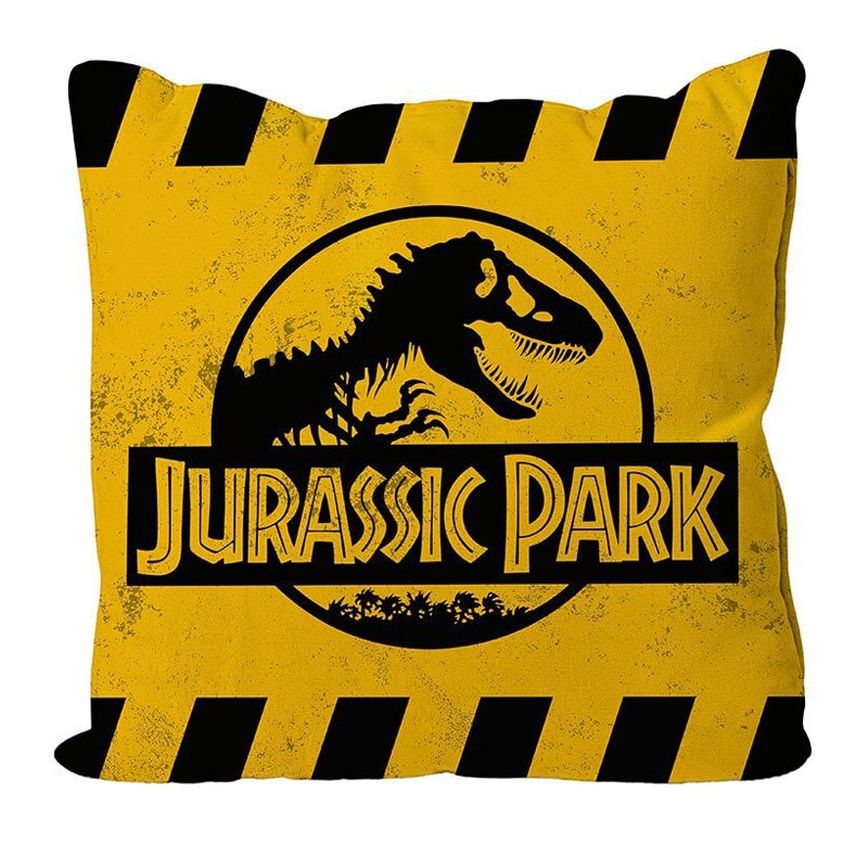 Jurassic Park - Pute Caution Yellow Logo 40 x 40 cm