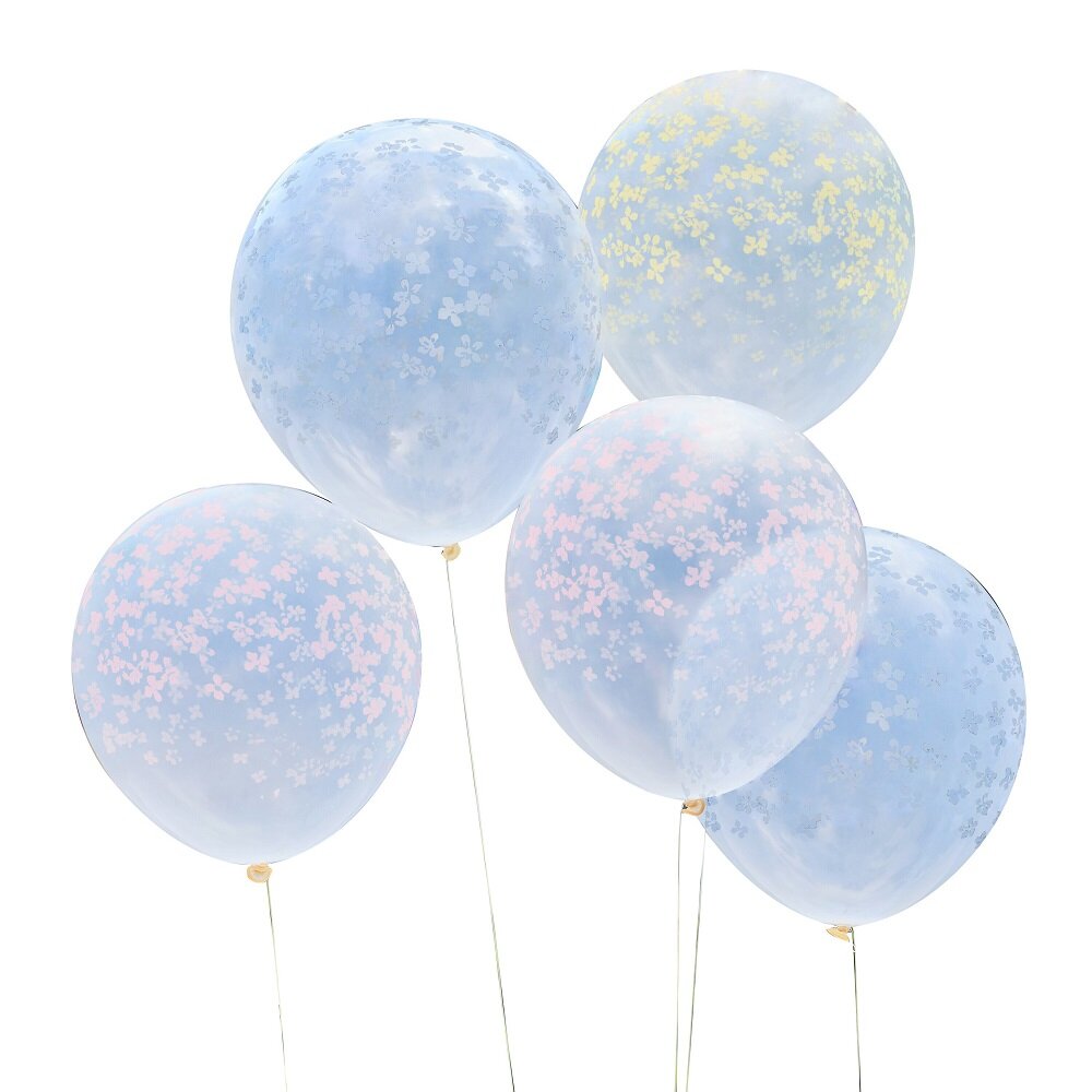Ballonger med små blomster 5 stk.